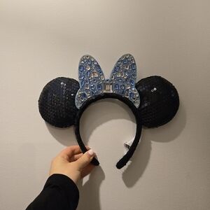 Disney Park Ears With Blue Bow
